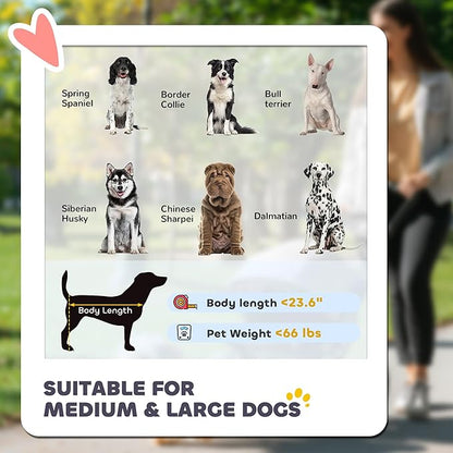 PawHut Dog Stroller for Large Medium Small Dogs up to 66 Lbs. 23.5" in Body Length, One-Click Foldable Pet Cat Stroller with Storage, Shock Absorption Wheels, Mesh Window, Safety Leash, Gray