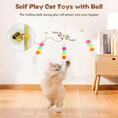 Kerros Interactive Hanging Cat Toy 6 Pcs, Plush Feather Cat Door Toys for Indoor Cats Kittens Self Play Toys for Swatting, Biting, Hunting, Exercise