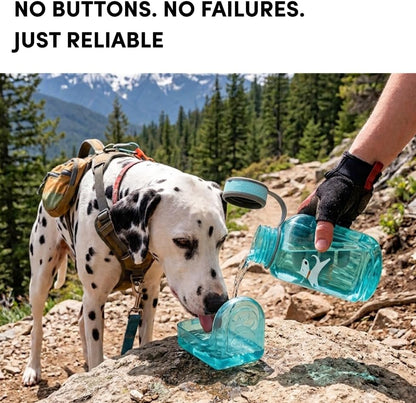 OllyDog OllyBottle Tritan Water Bottle with Detachable Dog Bowl | BPA Free Leakproof | 20oz | Share Water with Your Dog | Hiking Travel Camping (600ML, Aqua Blue) - Image 2