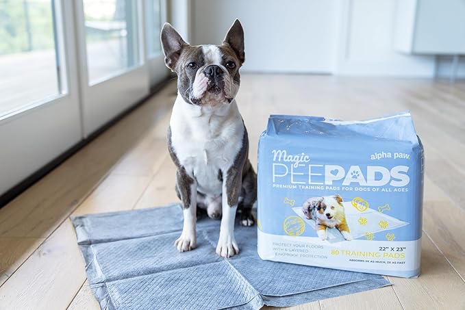 Alpha Paw - Odor Eliminating Pee Pads for Dogs, Extra Thick Disposable Leak-Proof Dog Pads, Quick-Dry, Non-Slip Backing, with Pheromones to Attract Your Dog