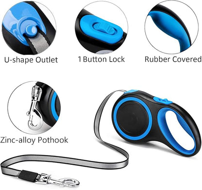 Segarty 26 Ft Retractable Dog Leash, 8m Retractable Leash for Medium Larger Dogs Up to 110 Lbs, 1 Button Break & Lock, 360 Tangle-Free, Heavy Duty Long Dog Lead for Training Running Walking