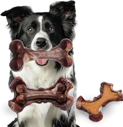 Magicorange Tough Dog Toys, Chew Toys for Aggressive Chewers, Dog Bone Toy Nylon Almost Indestructible Dogs Toy for Teeth Cleaning and Training (Brown