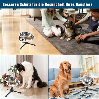 Elevated Dog Bowl with Adjustable Metal Stand,Extra Large Size for Dogs Heavier Than 100 lbs,1.24 Gal 4.7 Liter, Stainless Steel Dog Food Bowl Height Adjustable Non-Slip Raised Dog Bowl Set