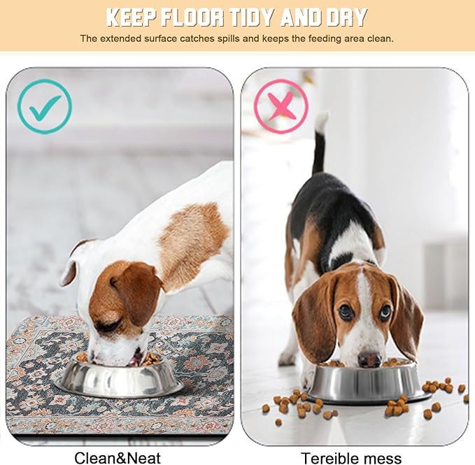 Dog Food Mat for Floors Waterproof Quick Dry Pet Placemat Cat Feeding Bowls Mats for Food and Water, Eco-Friendly Dog Accessories Diatomite Pets Supplies 12" X 20"