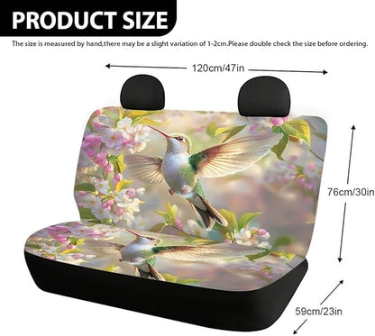 AFPANQZ 3D Hummingbird Car Rear Bench Protective Car Seat Cover Back Seat Only for Car Truck SUVs Polyester Fabric Car Universal Fit Full Wrap Dust-Proof Backseat Cover