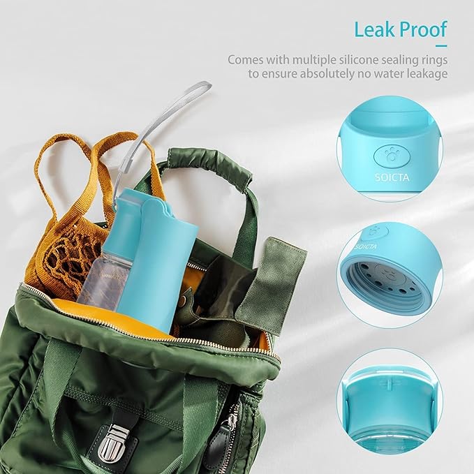 SOICTA Portable Dog Small Animals Water Bottle for Walking 19 OZ or 12 OZ Pet Water Bottles for Puppy Medium Large Dogs Little Animals Water Dispenser Dog Small Animals Water Bowl