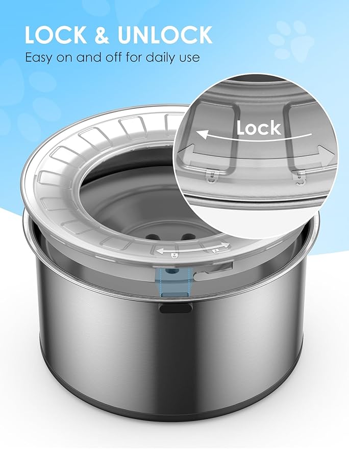 1 Gallon Large Dog Water Bowl No Spill,【Anti Digging Lid & Rubber Bottom】 Spill Proof Dog Bowl, Anti Splash Mess Dripless Slow Drinking Stainless Steel Water for Sloppy Messy Drinkers Car