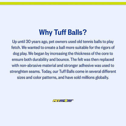 PetSport Tuff Ball - Medium Tennis Balls for Dogs, Chew Toy for Aggressive Chewers, Fetching, Natural Rubber, Certified Non-Toxic, Won't Wear Down Teeth - 2.5" (12 Pack)