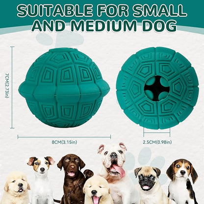 Squeaky Turtle Dog Toy, Treat Dispensing Rubber Ball, Bite Resistant Plush Chew Toy, Interactive Tug & Fetch Enrichment Toy for Medium & Small Breeds, Safe & Engaging for Puppies (Green)