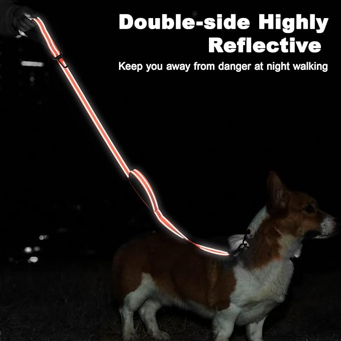 6 Foot Orange Dog Leashes for Large Medium and Small Breed Dogs That Pull,Reflective Nylon Heavy Duty Dog Leash with 2 Comfortable Padded Traffic Handles and Car Seat Belt for Walking and Training