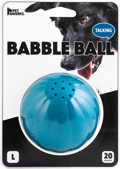 Pet Qwerks Talking Babble Ball - Interactive Chew Dog Toy - Large