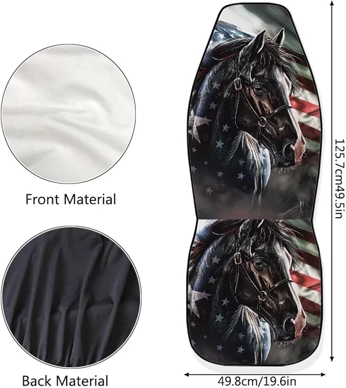 Horse American Flag Seat Covers Decorative Accessories for Cars Trucks SUV 2-Pack Car Seat Covers Car Accessories Auto Interior Covers for Truck Van SUV, Seat Covers