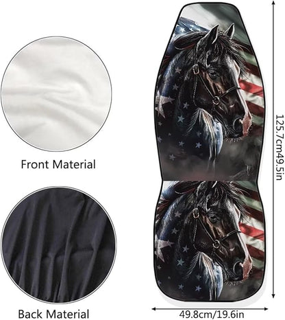 Horse American Flag Seat Covers Decorative Accessories for Cars Trucks SUV 2-Pack Car Seat Covers Car Accessories Auto Interior Covers for Truck Van SUV, Seat Covers