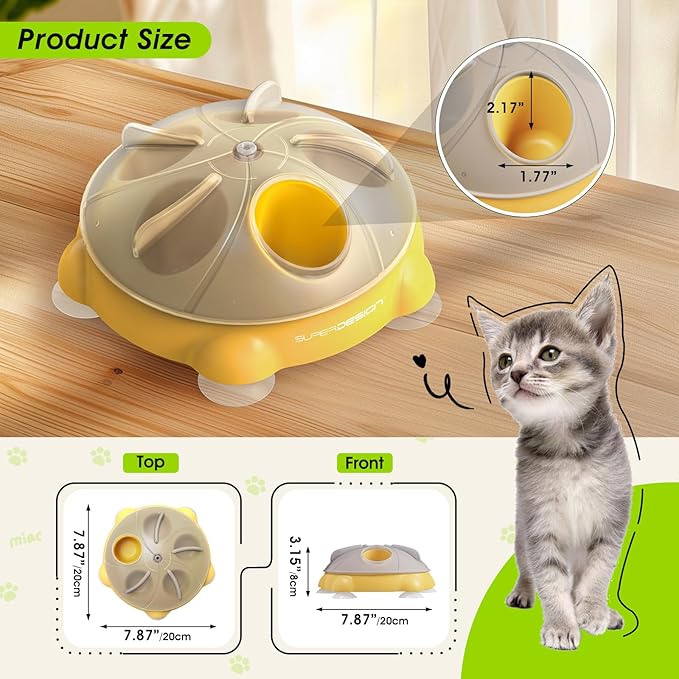 Interactive Cat Toy, Cat Slow Feeder with a 360-degree Rotating Design,Non-Slip Base Cats Puzzle Feeder Enrichment Toys for Indoor Cats