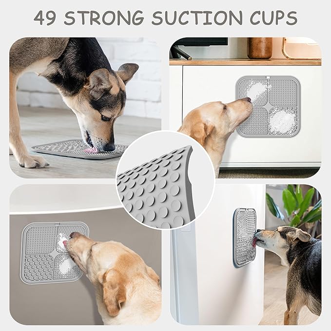 2 Pack Lick Mat for Dogs,Cats,Upgraded 8.5×8.5 inches Licking Mats with Suction Cups,Slow Feeder Licking Pad for Anxiety Relief and Boredom Reducer,Suitable for Dog Training Set 10