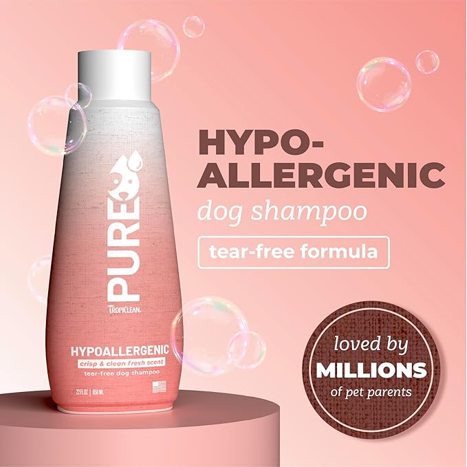 TropiClean Pure Puppy Shampoo, Hypoallergenic Dog Shampoo for Allergies & Sensitive Skin, Made in USA, Safe for Cats & Kittens, 22 oz.