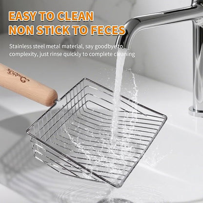 Cat Litter Scoop Metal Litter Scooper with Holder Cat Litter Scooper Kitty Litter Scoop Cat Poop Scooper Poop Scooper for Cat Litter Litter Box Scooper Metal