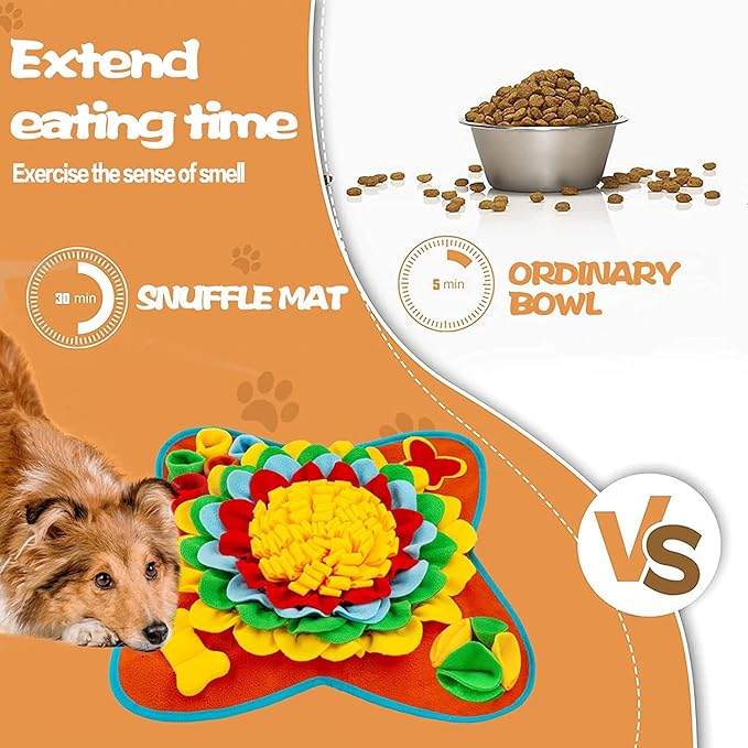 Snuffle Mat for Dogs, 25"x 25" Activity Feeding Mat for Small and Medium Pets, Interactive Feed Game for Boredom, Slow Feeder Puzzle Toys for Training and Brain Stimulating