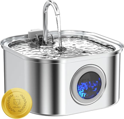 Cat Water Fountain Stainless Steel, 108oz/3.2L Automatic Cat Drinking Fountain, Pet Water Dispenser with Quiet Pump, Suitable for Cats, Dogs and Multi-pet households