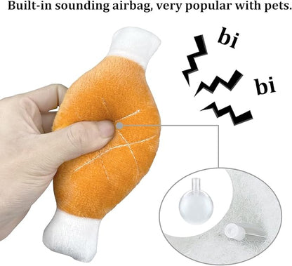 Andiker 2pcs Dog Squeaky Toy, Dog Chicken Legs Bone Pet Funny Squeaky Toy Dog Plush Toy for Small Medium Large Dogs and Cats (18cm)