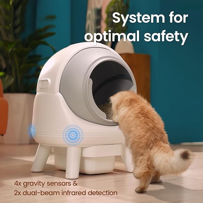 ELS PET Self Cleaning Litter Box - Orbitie Automatic Cat Litter Box Self Cleaning for Multiple Cats with App Control, Auto Kitty Litterbox with Safety Module, Including: Litter Mat, Waste Bags