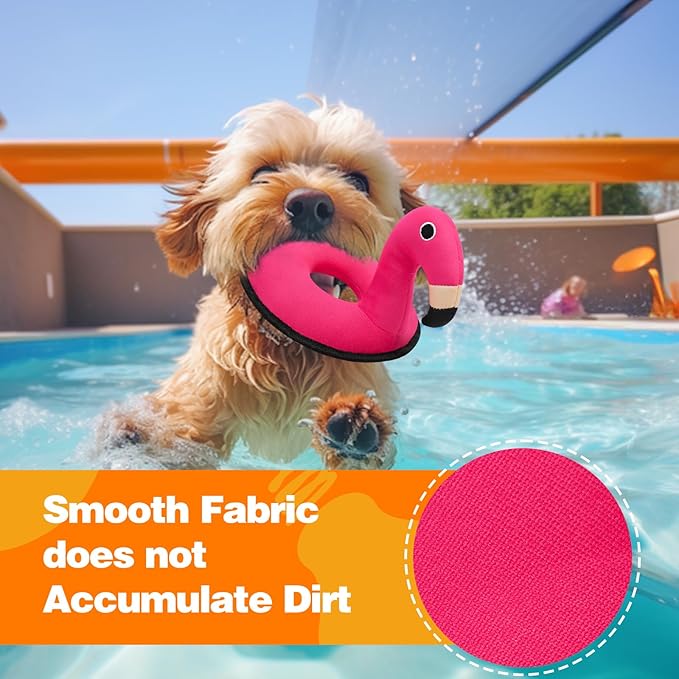 Squeaky Dog Toys, Floating Dog Toys for Indoor or Outward Play, Swim Ring Design Interactive Dog Gifts for Small and Medium Dogs - Flamingo
