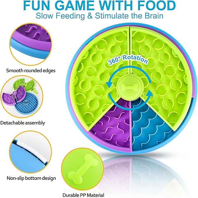 Slow Feeder Dog Bowls - 3 Layers, Interactive Dog Puzzle Game, Anti-Slip Slow Eating Bowl, Maze Dog Food Bowl, Anti-Choking Puzzle Feeder for Dogs & Cats