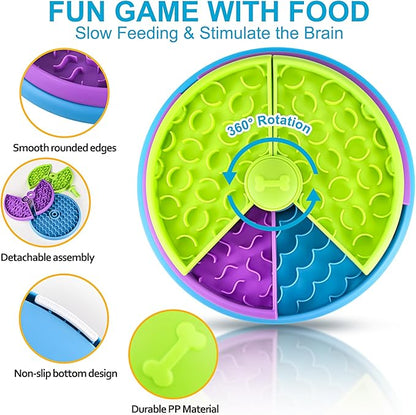 Slow Feeder Dog Bowls - 3 Layers, Interactive Dog Puzzle Game, Anti-Slip Slow Eating Bowl, Maze Dog Food Bowl, Anti-Choking Puzzle Feeder for Dogs & Cats