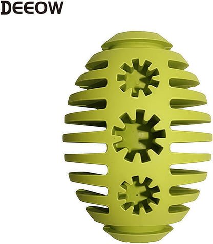 Deeow Natural Rubber Rugby Ball Dog Toy - Interactive Fetching & Chewing Puppy Toys, Slow Feeder Treat Dispenser Pet Toy, Teething Relief Toy with Banana Scent for Aggressive Chewers