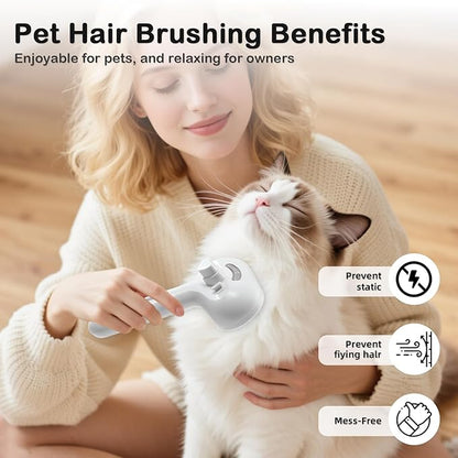 Steam Slicker Brush Pet Shedding Hair-Spray Brushes for Grooming and Desheding, Indoor Detangler for Cats and Dogs,4 in 1, Suitable for Long and Short-Haired, Effectively Removes Loose Fur (White)