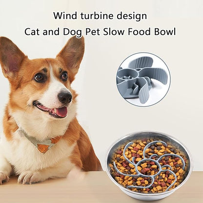 Slow Feeder Dog Bowl Insert with Strong Suction Cup Nonslip Silicone Pet Food Dispenser for Eating and Digestion