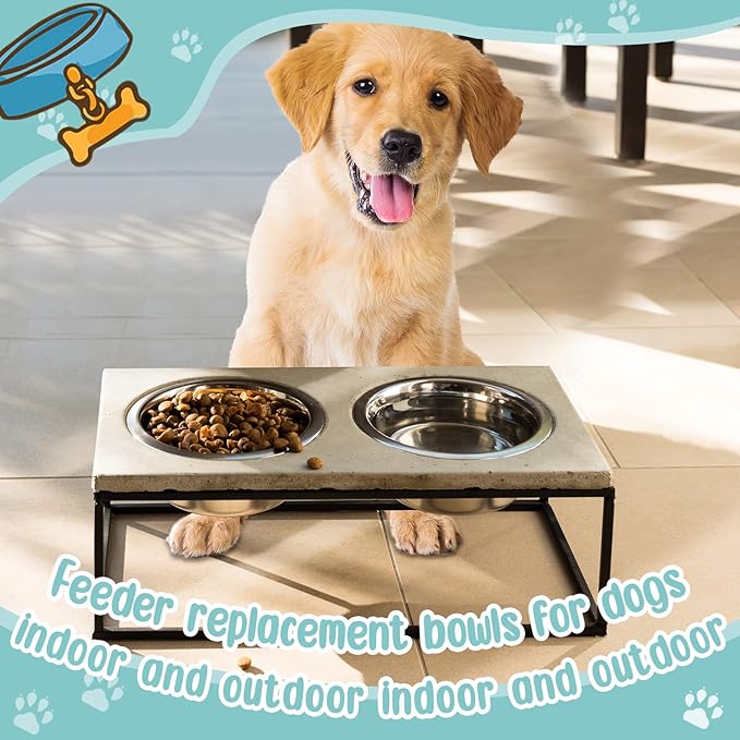 Yahenda 6 Pcs Stainless Steel Metal Dog Bowls Bulk Replacement Basic Thickened Pet Bowls for Small Medium Large Dogs, Dishwasher Safe(11 Inch)