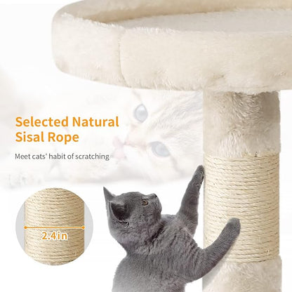 BestPet | 36" Cat Tree Tower | Beige | Sturdy Multi-Level Cat Tree with Plush Condo, Cozy Perch, Sisal Scratching Posts, Hanging Toy and Stable Frame | Easy Assembly | for Kittens & Adult Cats