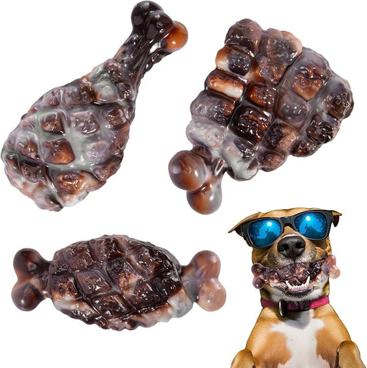 Indestructible Dog Toys for Aggressive Chewers 3 Pack, Tough Dog Chew Toys for Aggressive Chewers Medium and Large Breeds, Durable Dog Toy to Keep Them Busy, Bacon Flavored