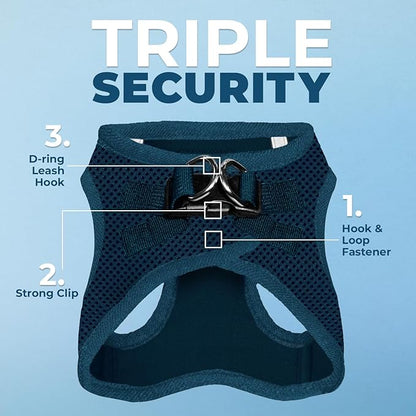 Best Pet Supplies Voyager Step-in Air Harness - All Weather Mesh, Reflective, No Pull Harness for Dogs, Cats - Secure with Hook & Loop Fastener, Buckle, Double D-Rings - Blue, S