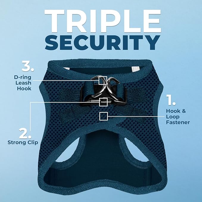 Best Pet Supplies Voyager Step-in Air Harness - All Weather Mesh, Reflective, No Pull Harness for Dogs, Cats - Secure with Hook & Loop Fastener, Buckle, Double D-Rings - Blue, XS