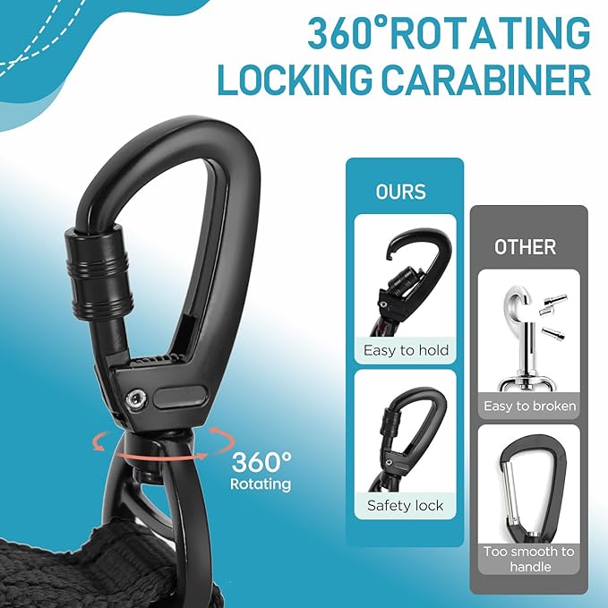 Hands Free Large Dog Leash, 6-8 FT Bungee Leash with Waist Belt for Dog Up to 150 lbs, Running Walking Jogging