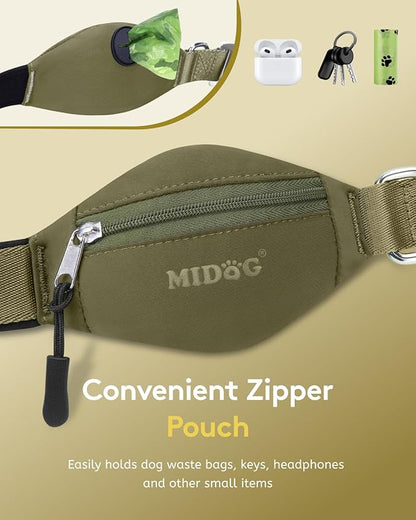 MIDOG Dog Leash with Zipper Pouch,Multifunctional Bungee Leash for Medium to Large Sized Dog Walking
