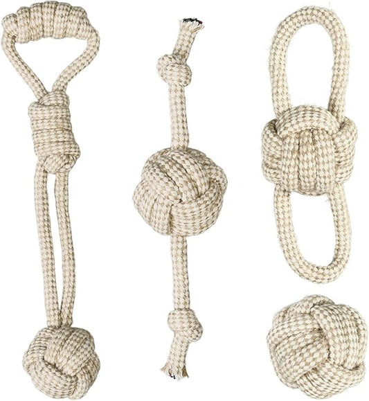 Pet Rope Toys (Small Grayish-White Rope 4pcs)