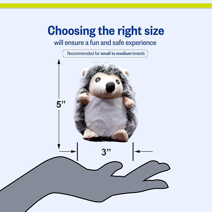 PetSport Tiny Tots Little Hedgie - Hedgehog Stuffed Animal Dog Toy with Squeaker, Interactive Puppy Toy, Squeaky Plush - Little Hegdie (Pack of 1)