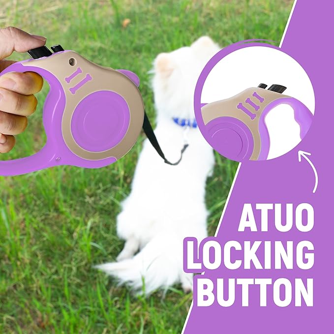 Retractable Dog Leash Automatic Telescopic Tractor Dog Tape, Pet Tape 10/16 FT Durable and Convenient, with Folding Bowl, Dispenser, Rubbish Bags, Suitable for Small and Medium Dogs