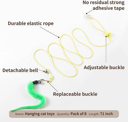 Interactive Cat Toys, 8 Assorted Teaser Refills, 3 Indoor Cat Hanging Toy and 1 Interactive Wand Suitable for Indoor Cats