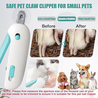 Cat Nail Clipper with Adjustable Aperture, Cat Nail Trimmer with Safety Guard & Nail File, Safe Pet Claw Clipper Grooming Tool to Avoid Over Cutting, Professional Pet Nail Cutter for Beginners (Blue)