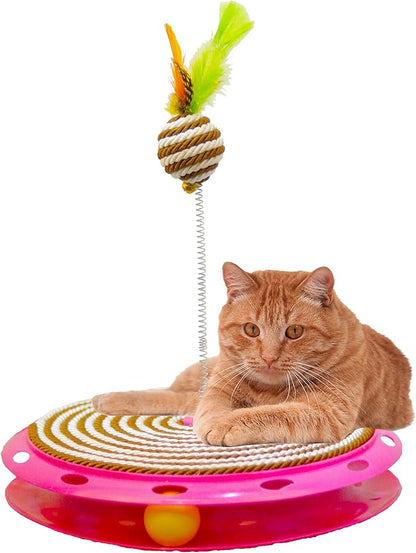 XGATML FANUSMARK - Wobble Track Cat Toys for Indoor Cats - Interactive Cat Toys - Rope Scratcher Cat Track Toy Catch The Furry Ball and Track Exercise Ball Toy - Cat Scratcher Toy - Cat Feather Toy