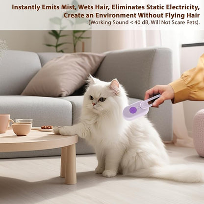 4 in 1 Cat Steam Brush, Rechargeable Steam Brush for Cats and Dogs, Anti-Static Cat Spray Brushes, Massage, Cleaning, Shedding & Combing All In One! Purple
