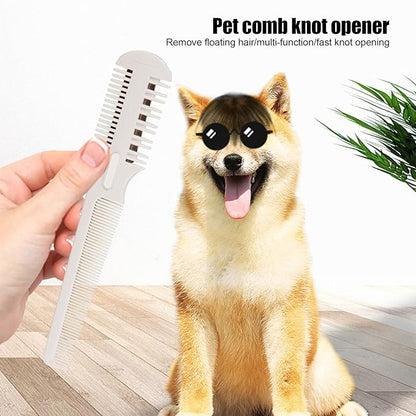 Razor Comb for Dogs Cats with 4 Extra Blades, Manual Pet Cat Dog Grooming Tool for Thinning, Cutting,Styling and Grooming