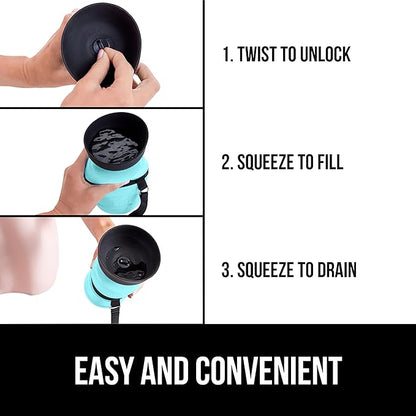 GORILLA GRIP Dog Water Bottle, Portable Water Bowl Dispenser for Dogs, 12 oz Leak Proof Pet Travel Squeeze Bottles Food Grade Silicone, Stocking Gifts for Pets to Go Puppy Essentials, Turquoise