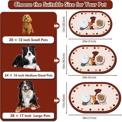 Dog Food Mat 20''x12'', Small Pet Feeding Mat, Non-Slip Rubber Pet Food Mat, Absorbent Cat Dog Water Bowl Mat for Messy Drinkers, Dog Bowl Placemat for Food and Water, Cat Dog