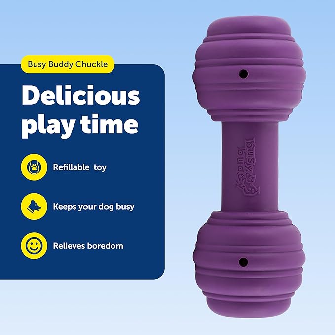 PetSafe Busy Buddy Chuckle - Treat Dispensing Toy for Interactive Play - Chuckle Sound Toy - Dog Enrichment Chew Toy - Durable Rubber Construction - Dishwasher Safe