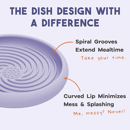 Awoo Lick Dish Silicone Dog & Cat Lick Mat & Slow Feeder with Suction Cups, Non-Slip, Dishwasher Safe, Extend Mealtime, Reduce Anxiety (Periwinkle)